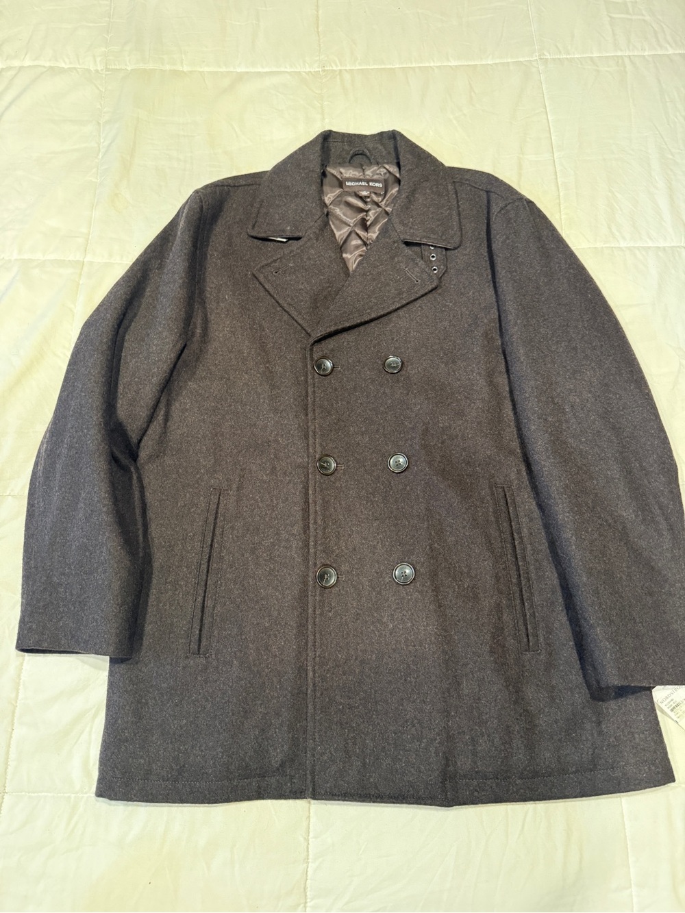 Michael Kors Men's Double-Breasted Peacoat in Charcoal